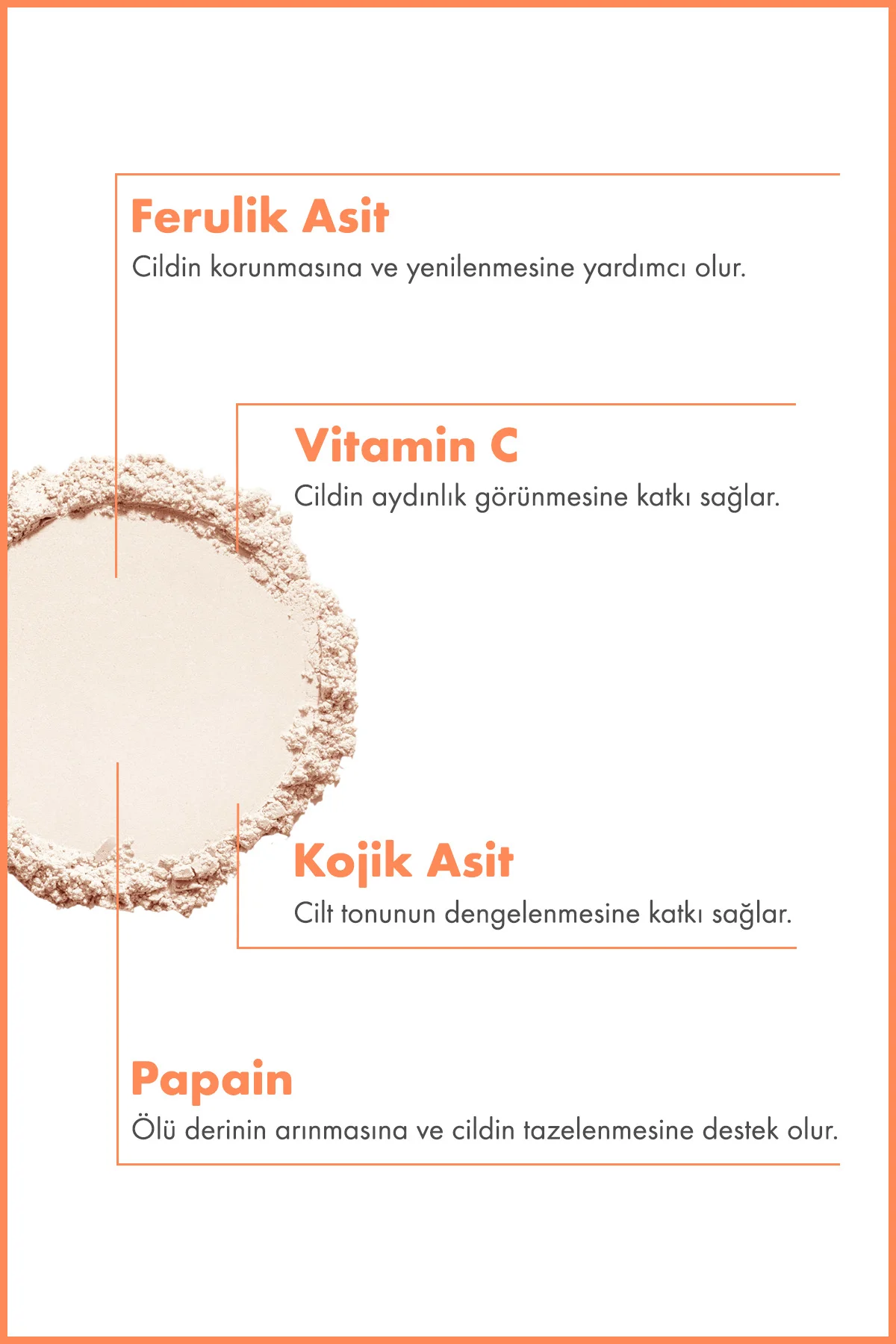 Aydınlatıcı Meyve Enzim Toz Peeling 60 G (Vitamin C 3% + Ferulic 