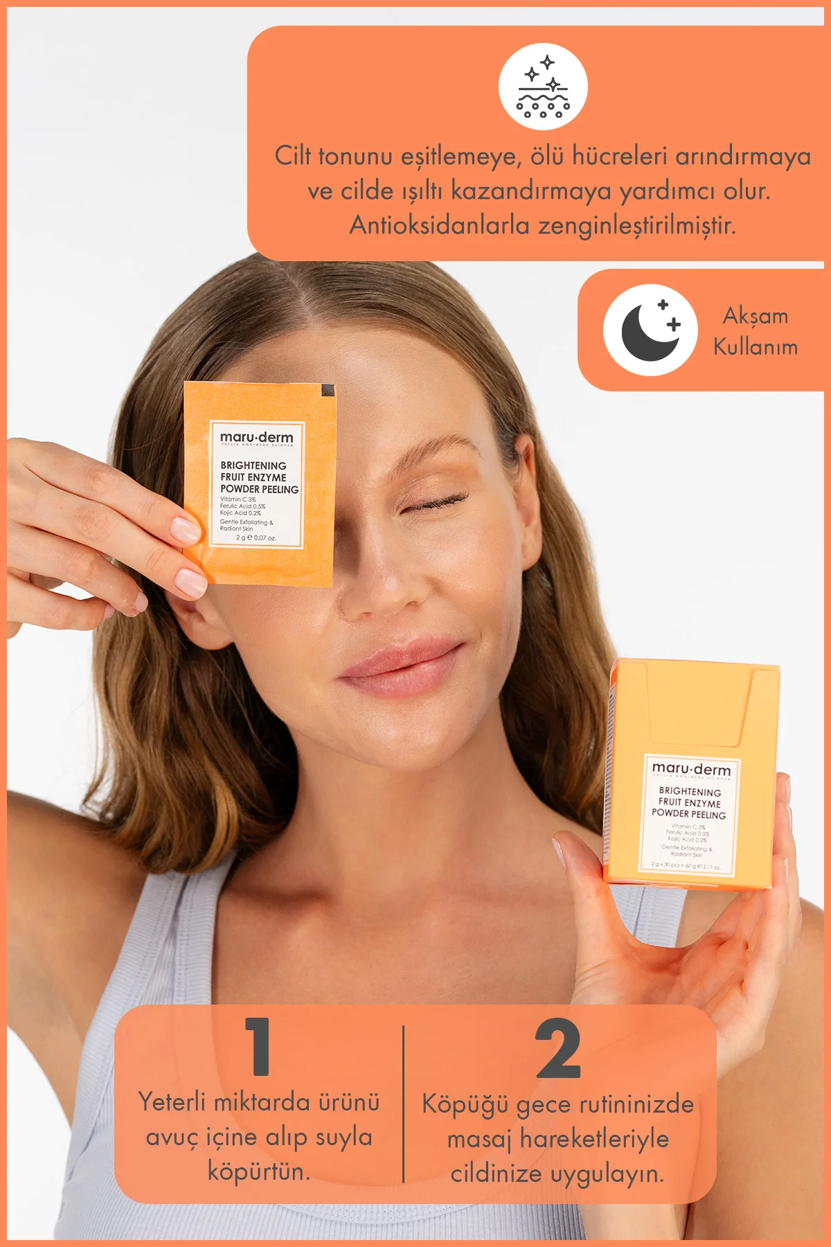 Aydınlatıcı Meyve Enzim Toz Peeling 60 G (Vitamin C 3% + Ferulic 