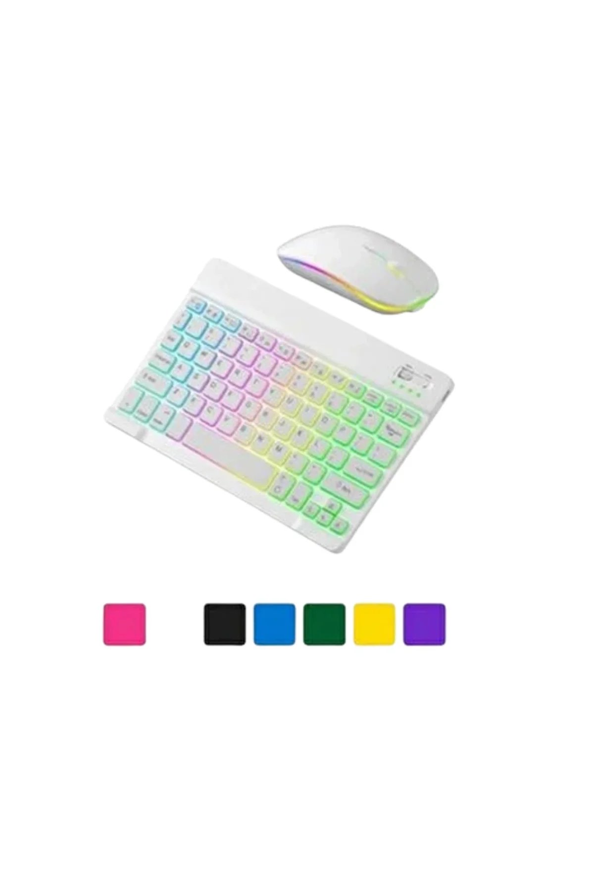 Aydınlatmalı Kablosuz Klavye Mouse Seti Bluetooth Bağlantılı Çokl