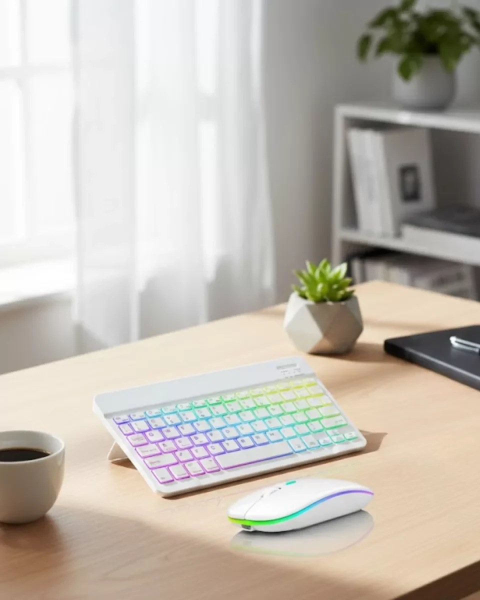 Aydınlatmalı Kablosuz Klavye Mouse Seti Bluetooth Bağlantılı Çokl