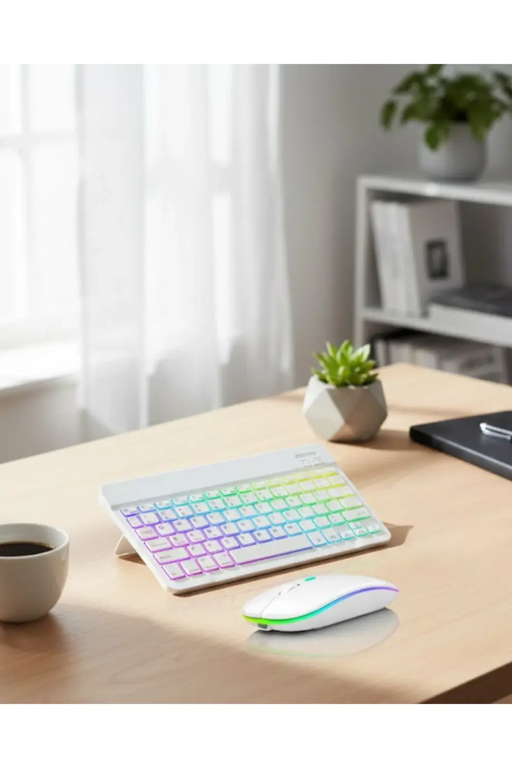 Aydınlatmalı Kablosuz Klavye Mouse Seti Bluetooth Bağlantılı Çokl