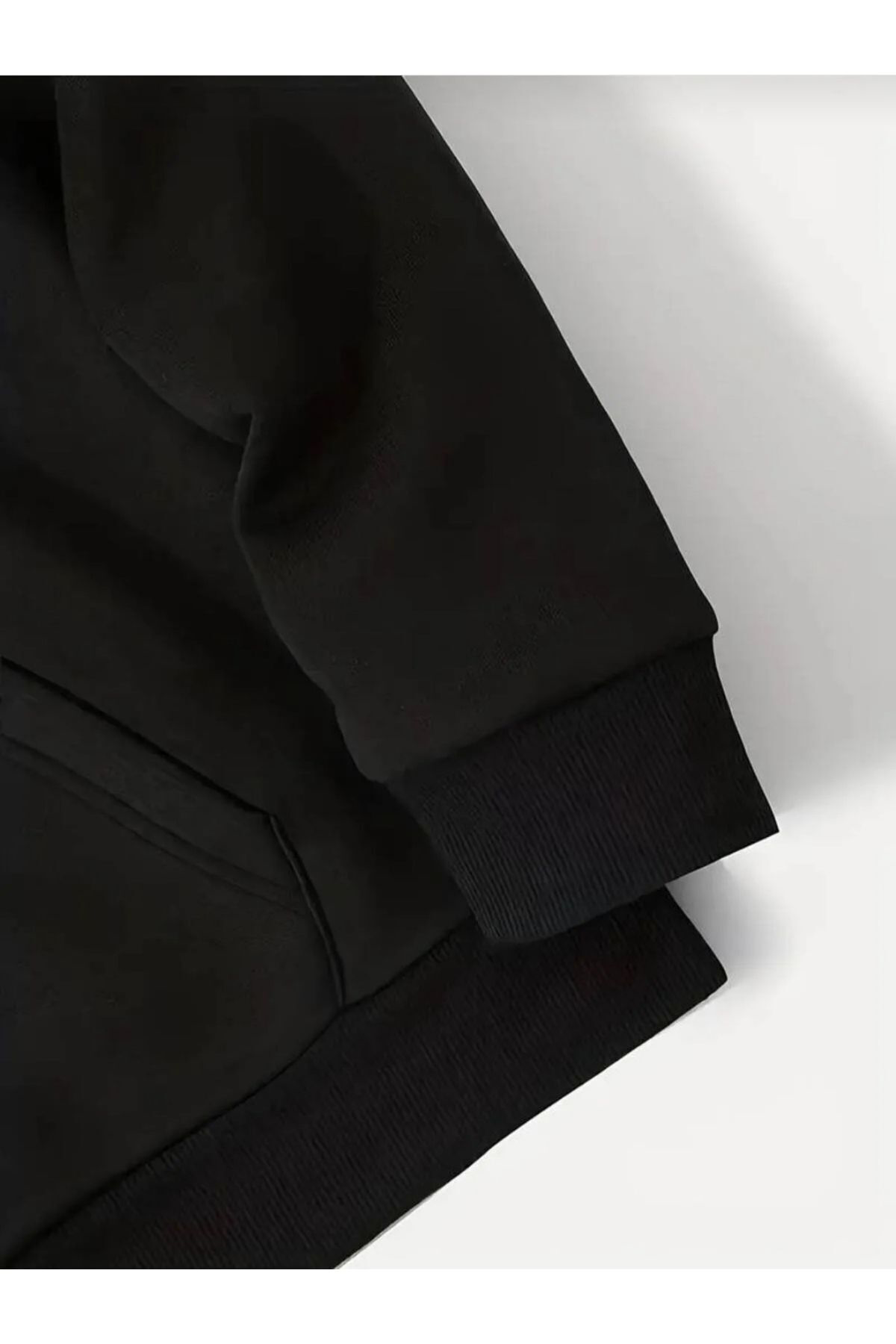 Ayıcık Basılı Oversize Unisex Kapüşonlu Kışlık Kalın Sweatshirt H