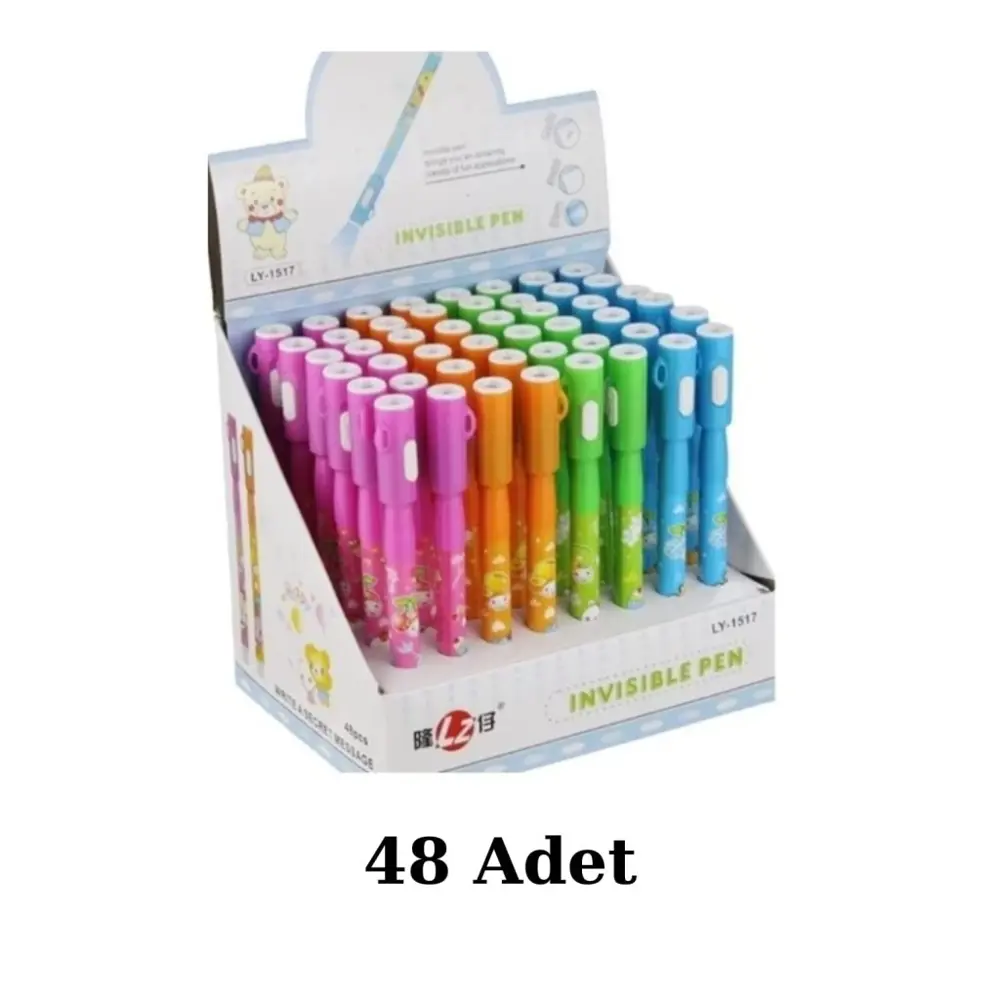 Ayıcık Desenli 48 Adet  Görünmez Işıklı Kalem