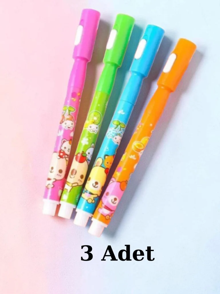 Ayıcık Desenli Görünmez Kalem 3 Adet.