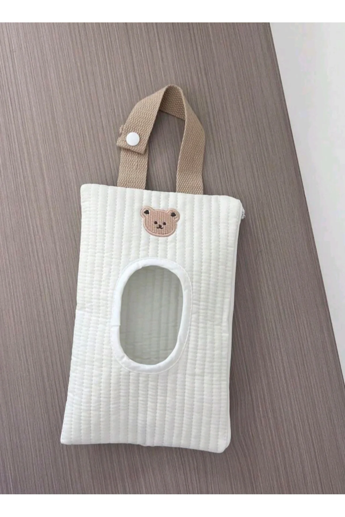 Ayicik Desenli Kumaş Bebek Islak Mendil Çantasi