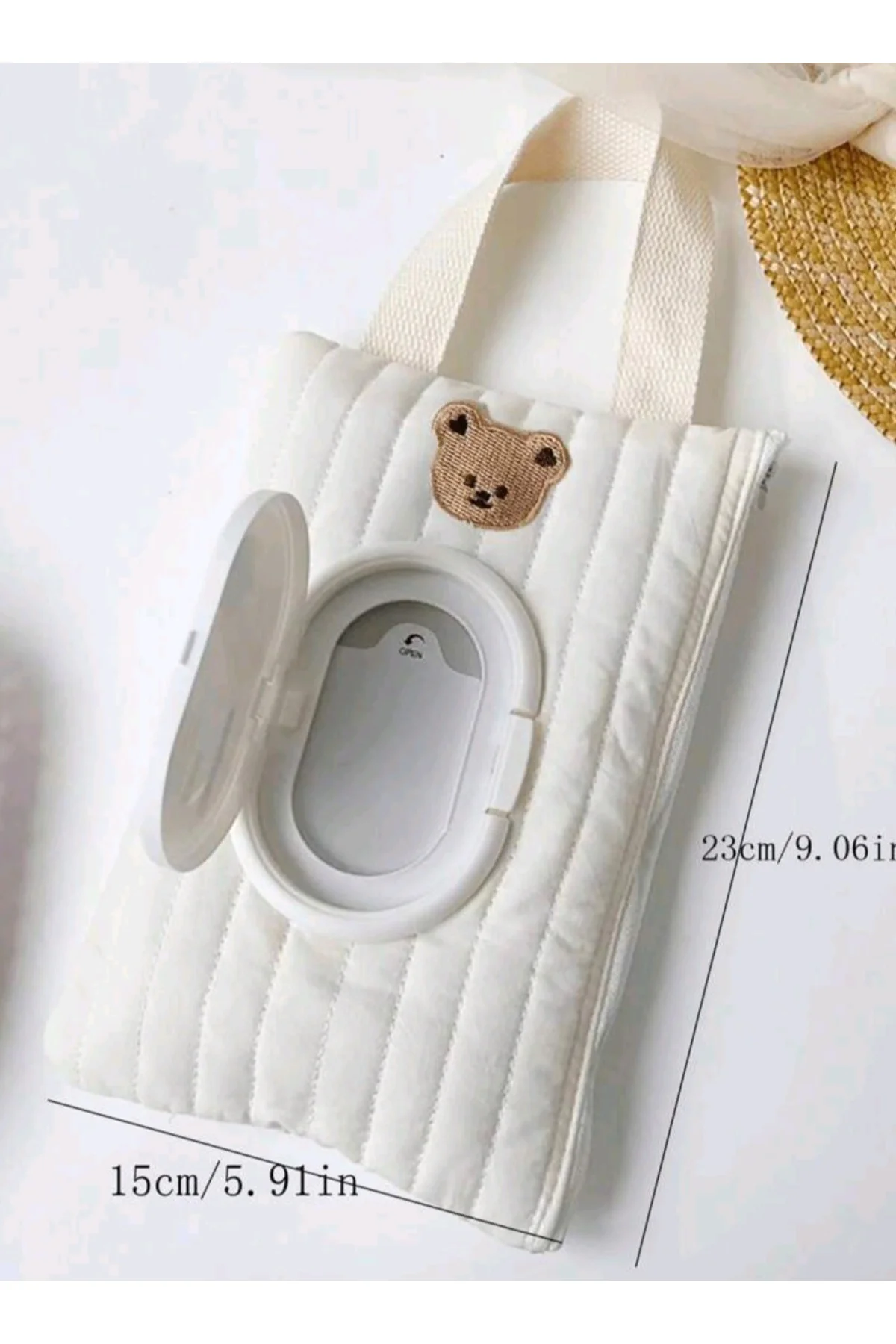 Ayicik Desenli Kumaş Bebek Islak Mendil Çantasi