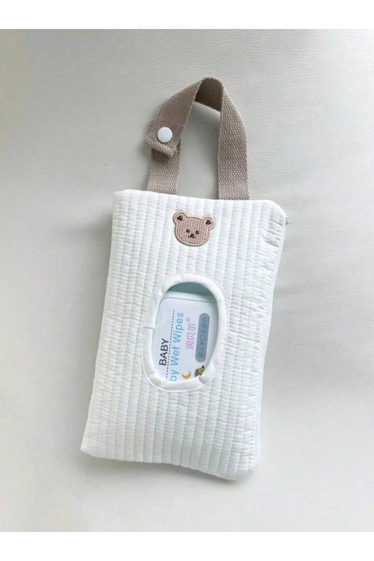 Ayicik Desenli Kumaş Bebek Islak Mendil Çantasi