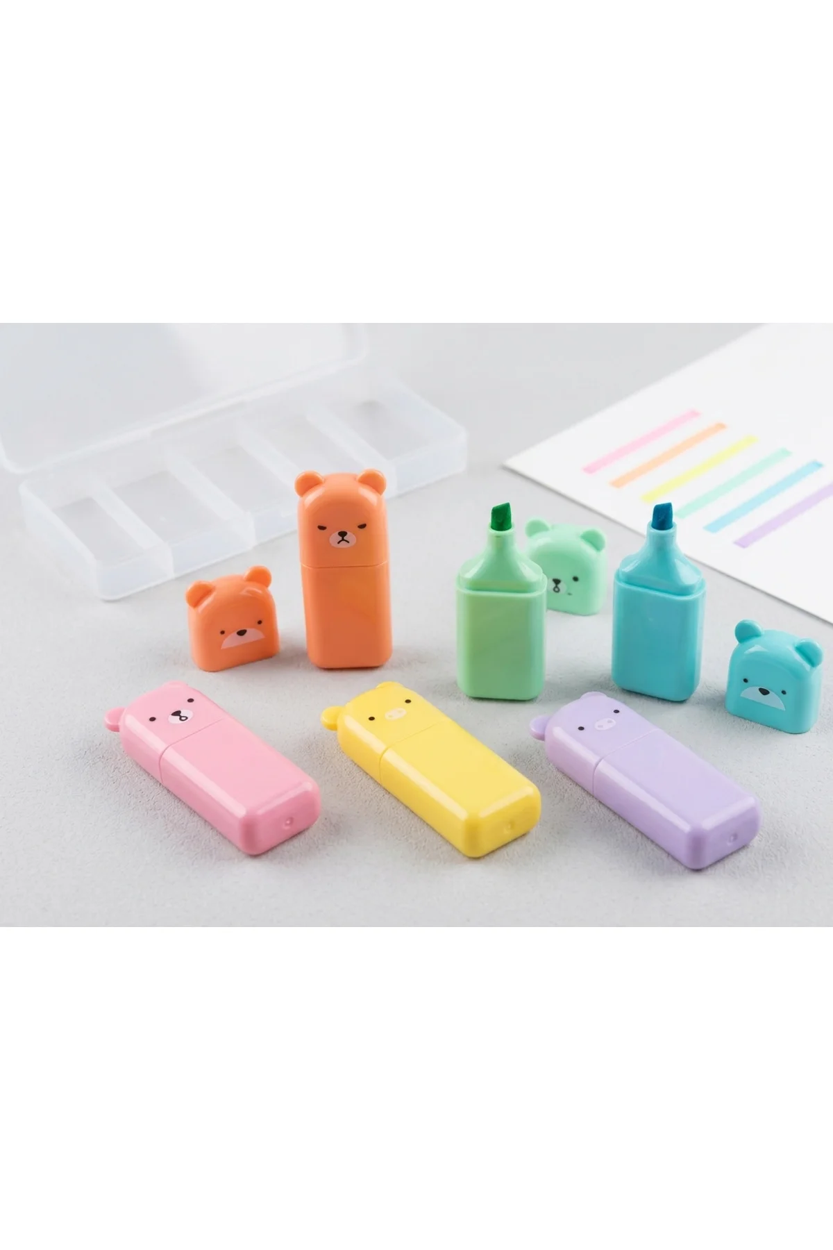 Ayıcık Figürlü 6'lı Minik Fosforlu Pastel Kalem Seti
