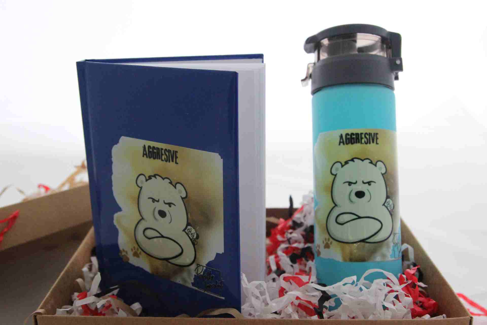 Ayıcık Temalı Hediye Seti - Baskılı Defter Ve Termos Hediye Kutusu