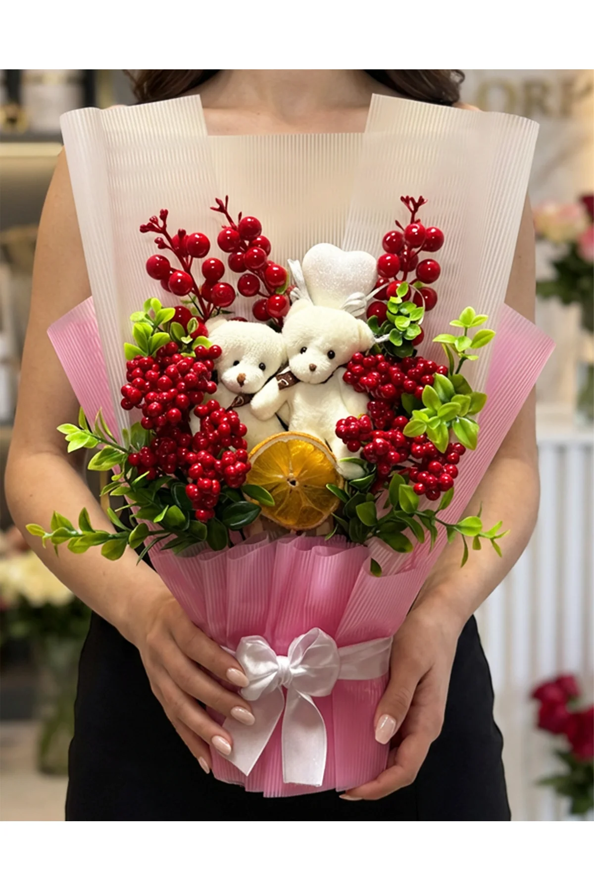 Ayıcıklı Kokina Buketi - Sevgiliye Hediye - Sevgiliye Kokina - Se