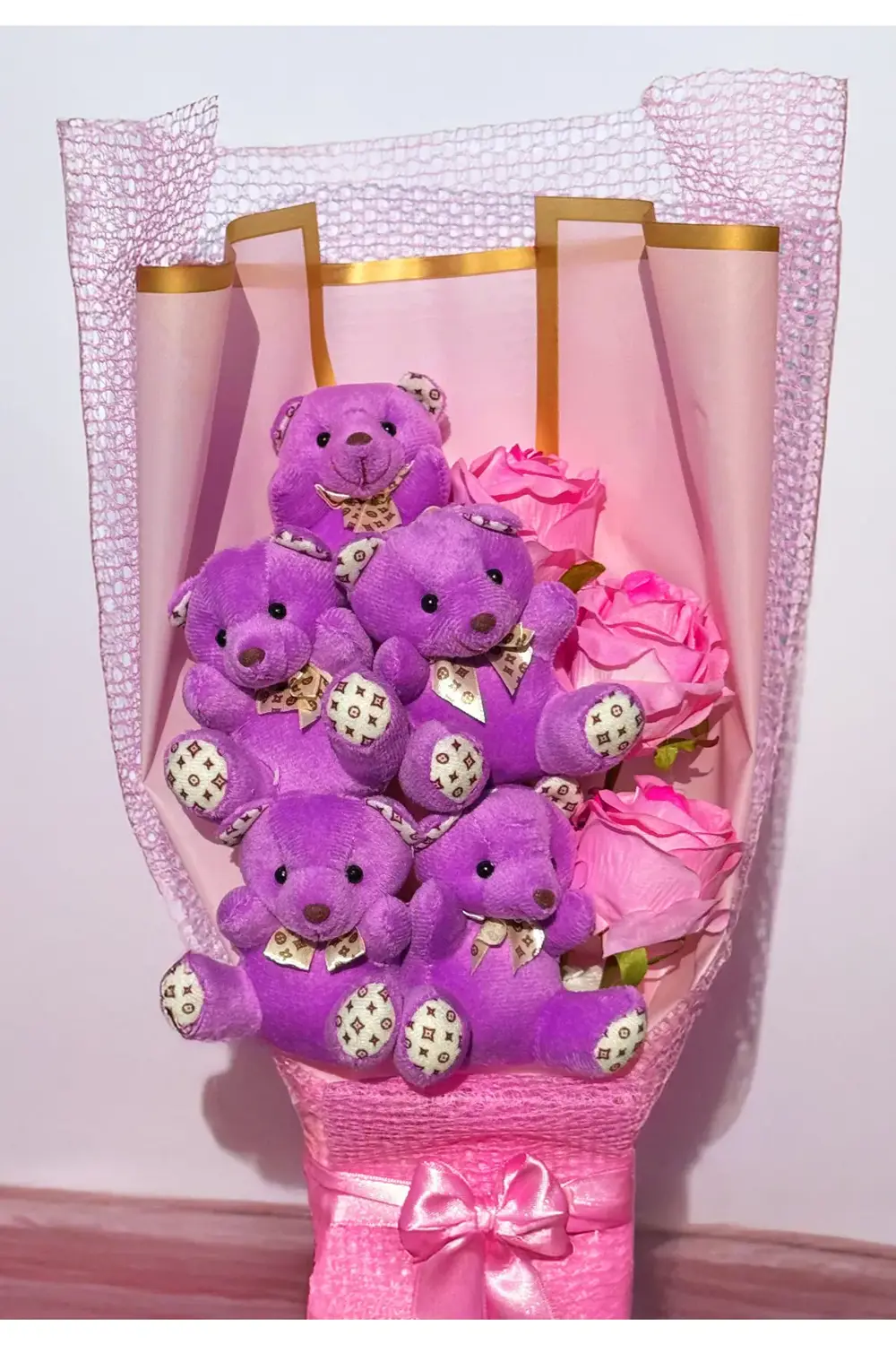 Ayıcıklı Ve Güllü Ayıcık Buketi Kardeşe Arkadaşa Sevgiliye Anneye