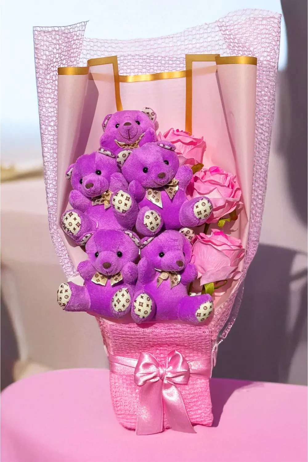 Ayıcıklı Ve Güllü Ayıcık Buketi Kardeşe Arkadaşa Sevgiliye Anneye