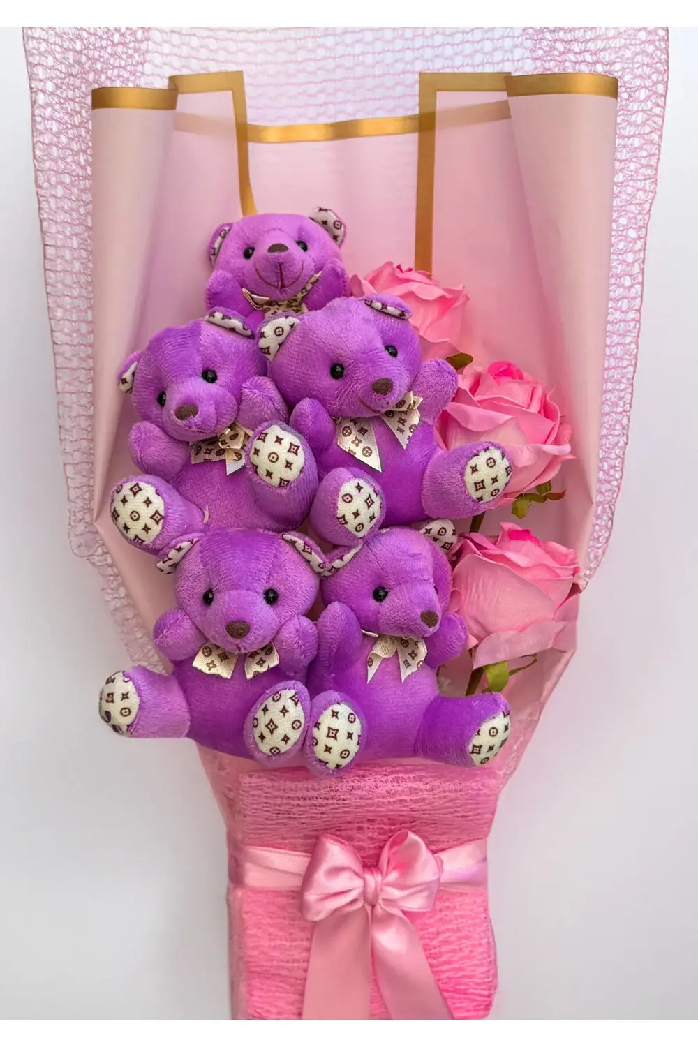 Ayıcıklı Ve Güllü Ayıcık Buketi Kardeşe Arkadaşa Sevgiliye Anneye