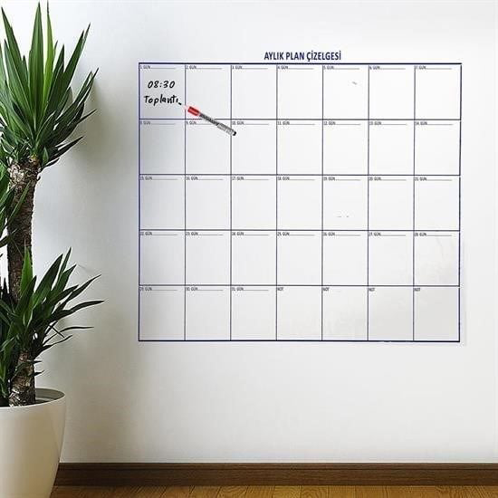 Aylık Planlayıcı Manyetik Duvar Stickerı Takvim Plan Çizelgesi -