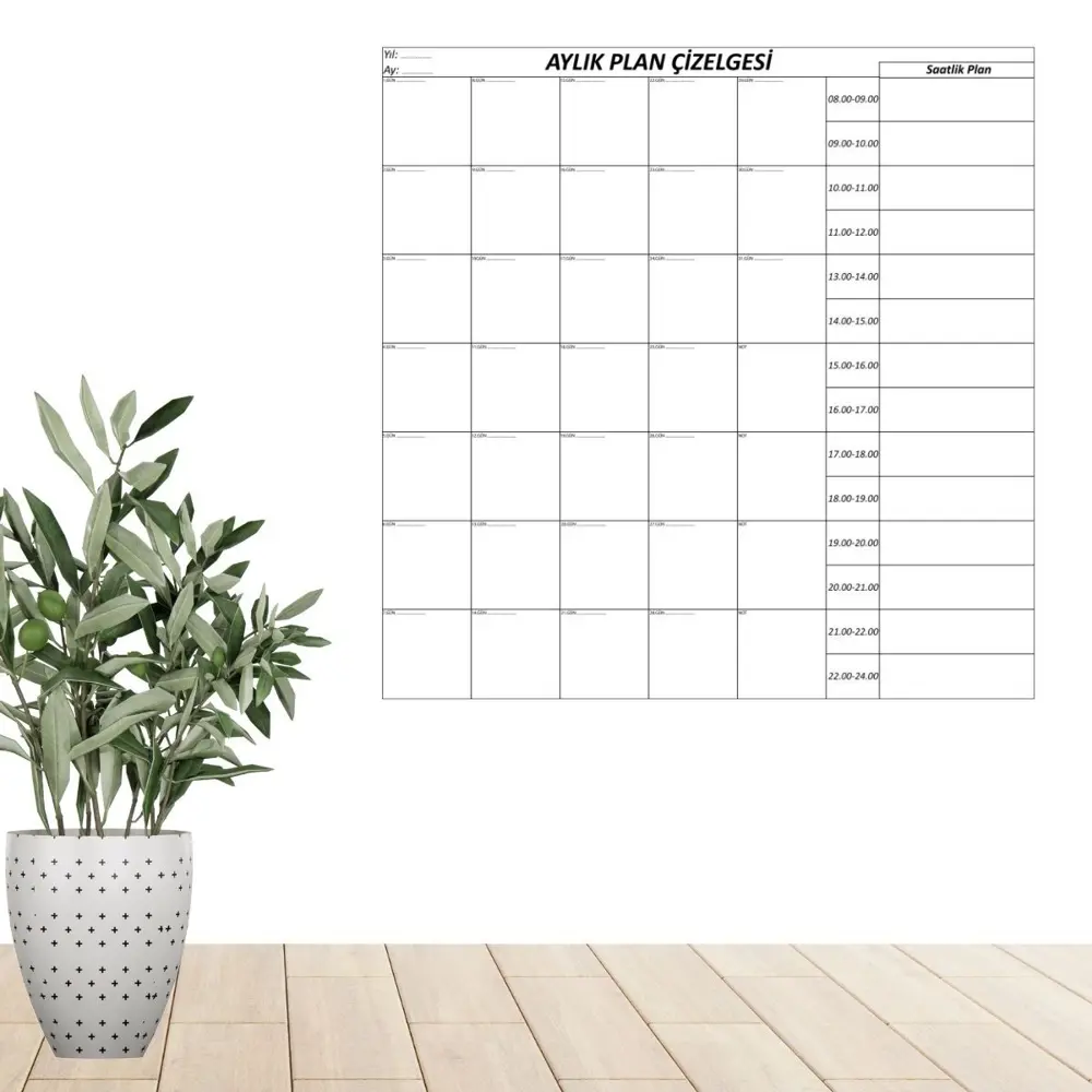 Aylık Planlayıcı Manyetik Duvar Stickerı Takvim Plan Çizelgesi (4