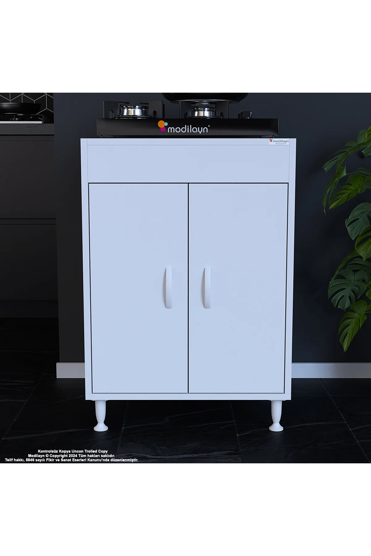 AYMEN 59,6 x 85 x 56 cm Set üstü Ocak Ve Tek Raflı Çok Amaçlı Mut