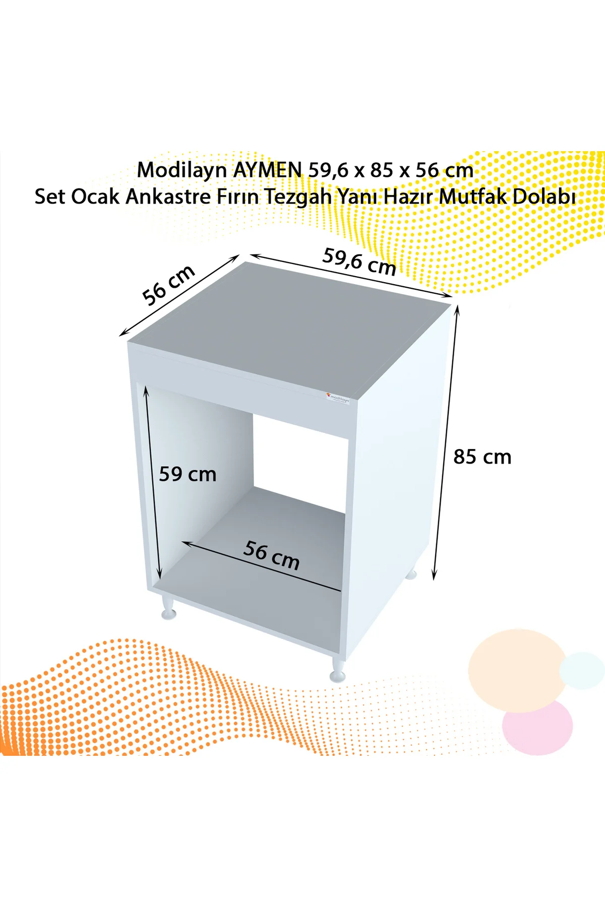 AYMEN 59,6 x 85 x 56 cm Set üstü Ocak Ve Ankastre Fırın Dolabı