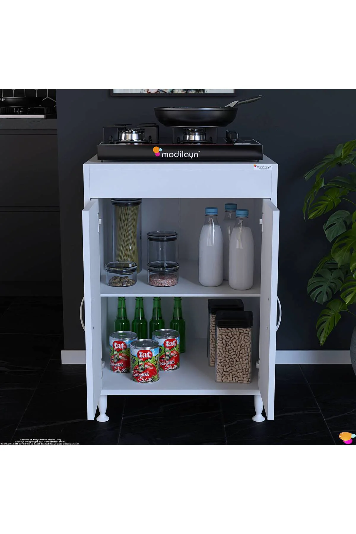 Aymen 60 cm 2 Kapaklı Mutfak Dolabı - Set Üstü Ocak Altı Seyyar R