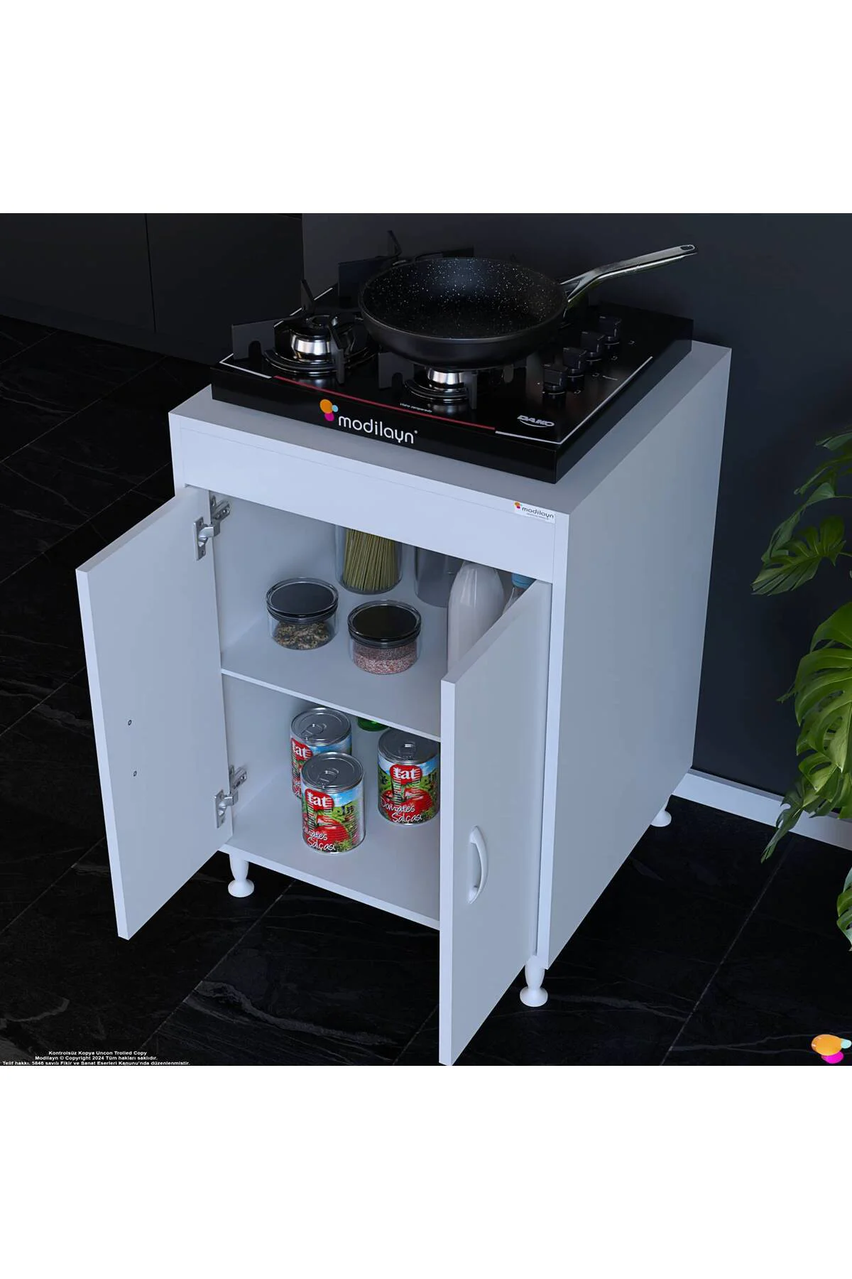 Aymen 60 cm 2 Kapaklı Mutfak Dolabı - Set Üstü Ocak Altı Seyyar R