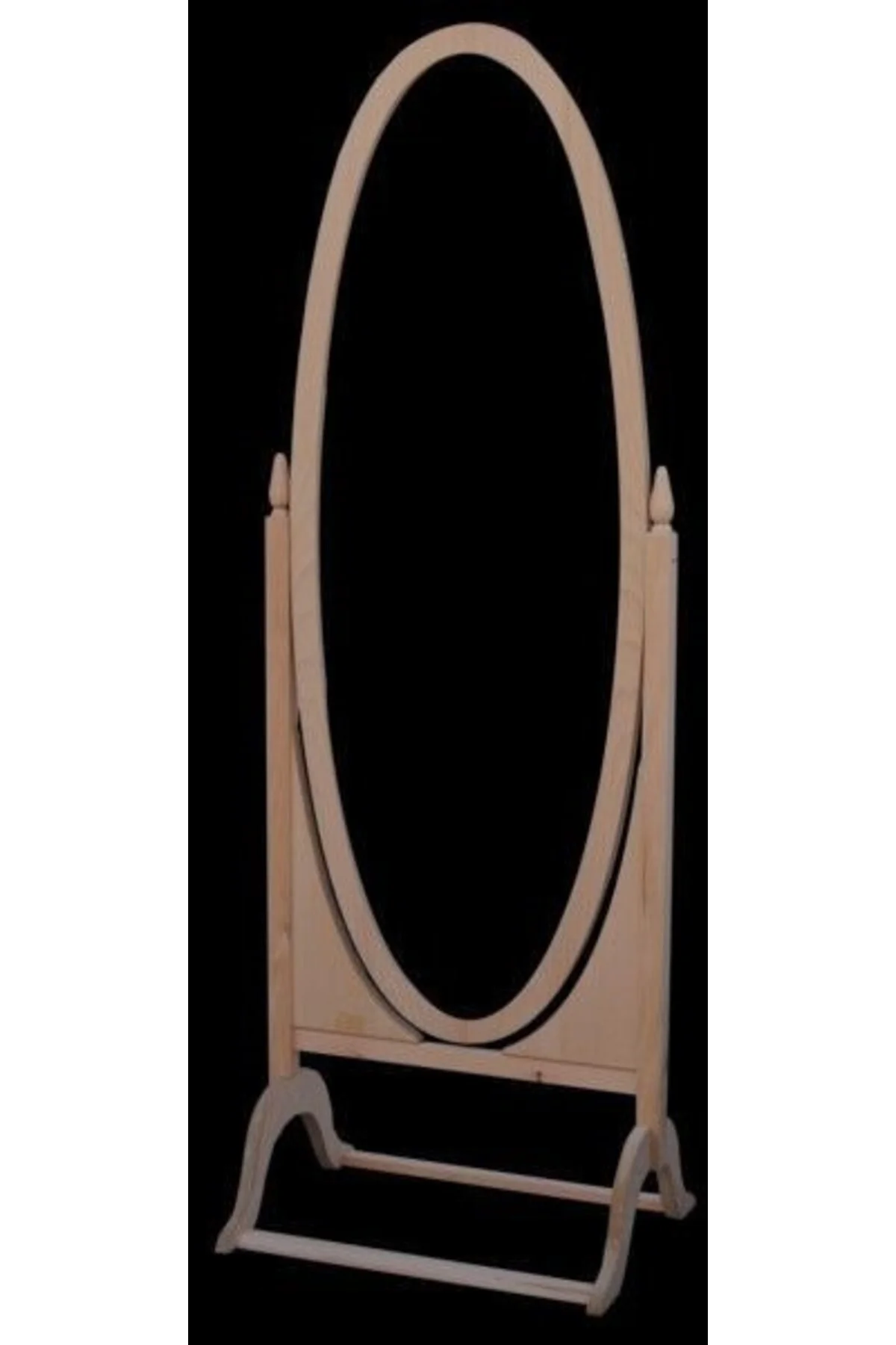 Ayna 13619 Ayaklı Boy Oval Ahşap Kayın Ve MDF Natüre HAM ürün Kutu sevk El Yapım - Görsel 2