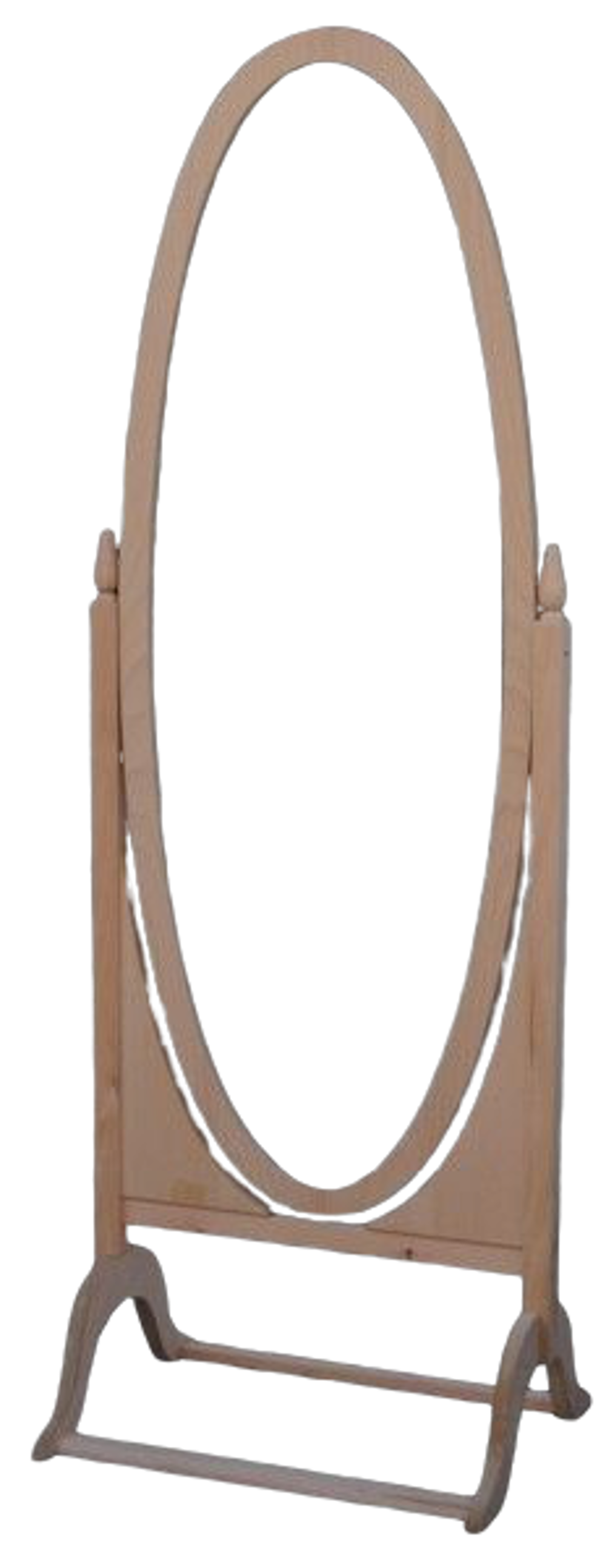 Ayna 13619 Ayaklı Boy Oval Ahşap Kayın Ve MDF Natüre HAM ürün Kut