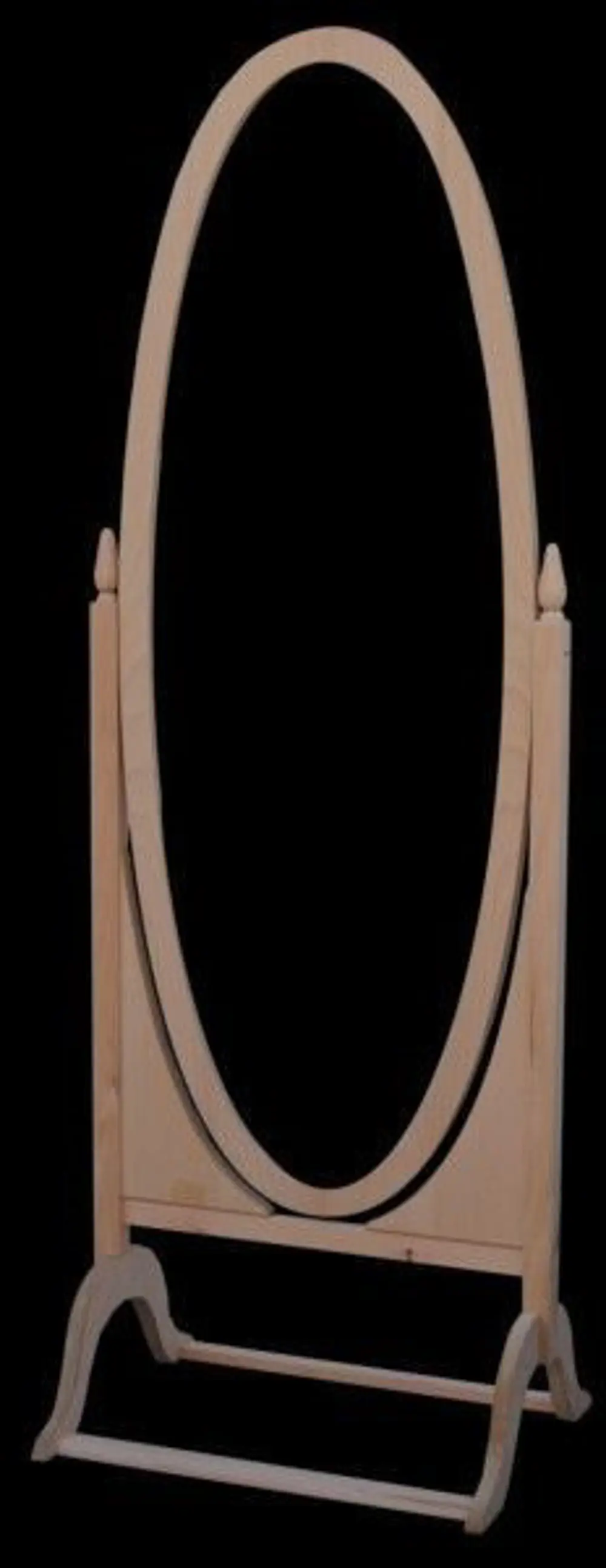 Ayna 13619 Ayaklı Boy Oval Ahşap Kayın Ve MDF Natüre HAM ürün Kut