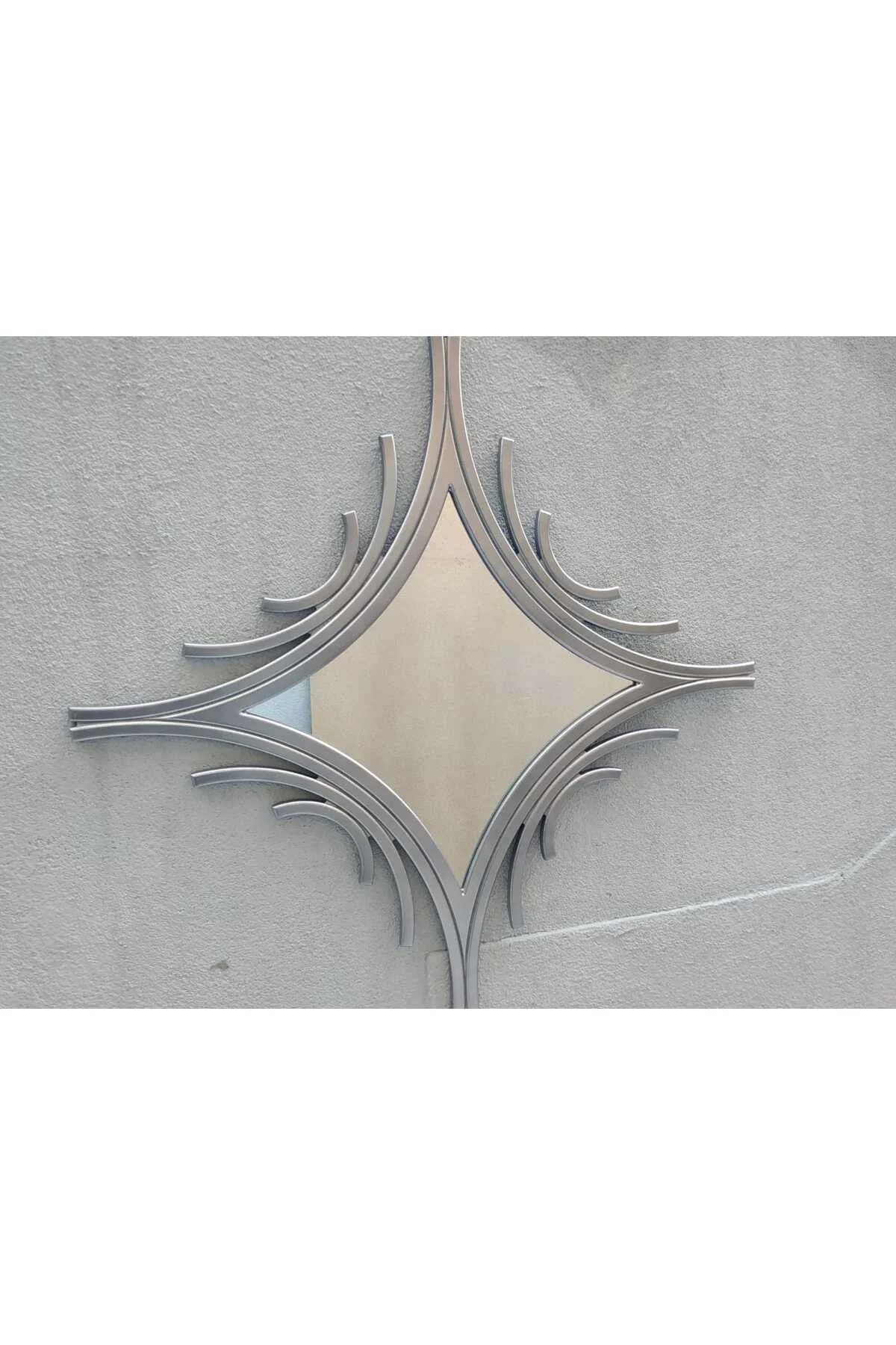 Ayna 18197 Cnc MODEL MDF kesim Modern tarz esteti çizgi gümüş GRİ renk.El yapım - Görsel 3