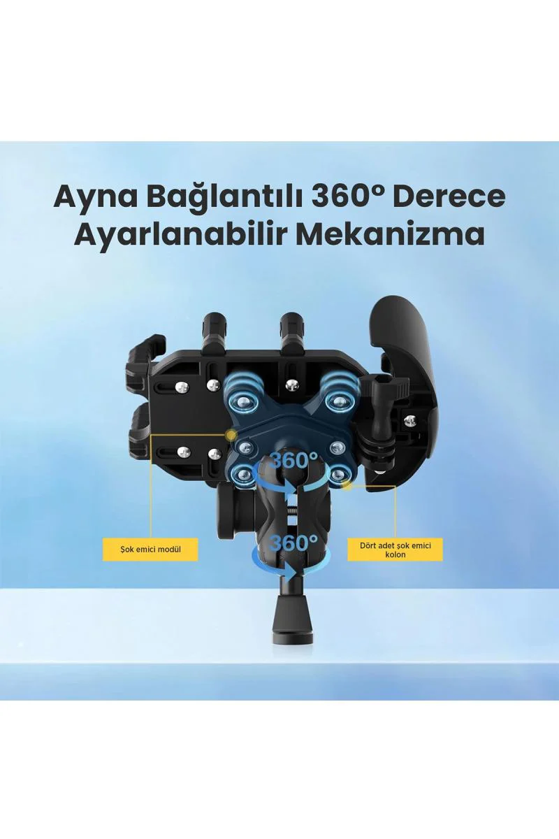 Ayna Bağlantılı Güneş ve Yağmur Korumalı 360° Dönen Motosiklet Telefon Tutucu - Gidon Montaj Fiyatı, Yorumları ve Özellikleri