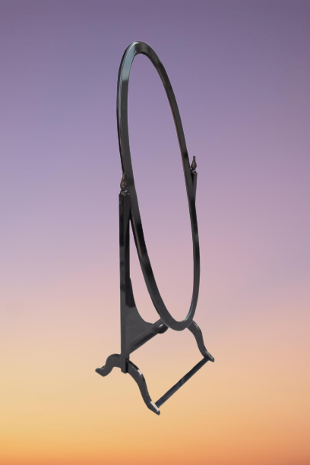 Ayna Boy 18069 Ahşap OVAL Kayın-MDF Parlak Siyah Nature Dekoratif