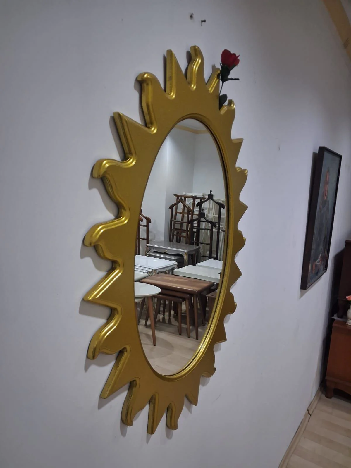 Ayna Güneş 90672 Model Parlak Gold Renk Kayın Torna Kutu Sevk El Ayna Güneş 90672 Model Parlak Gold Renk Kayın Torna Kutu Sevk El