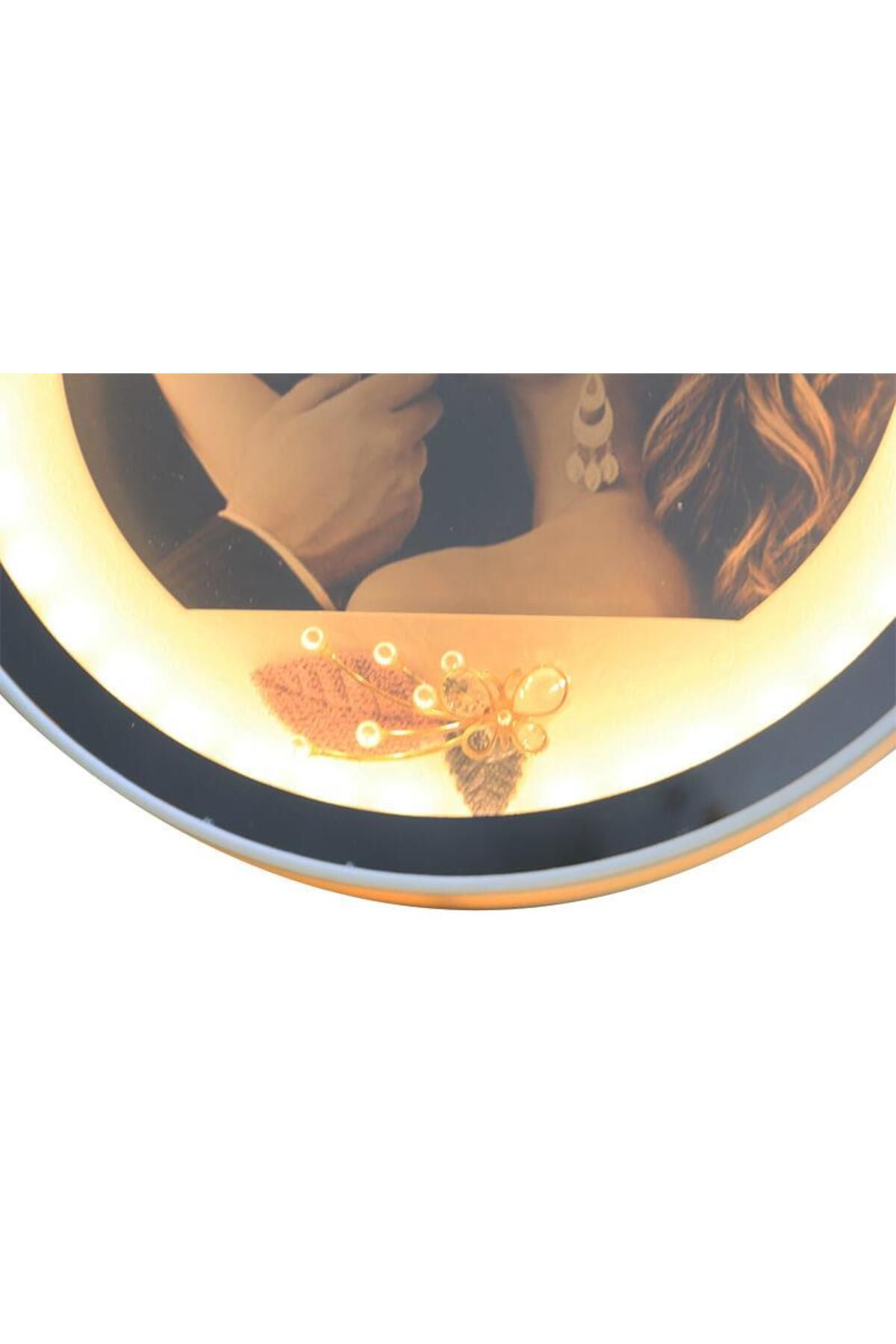 Buldum Store Ayna Led Li Çerçeve Led İşikli Yuvarlak Fotoğraf Çerçevesi