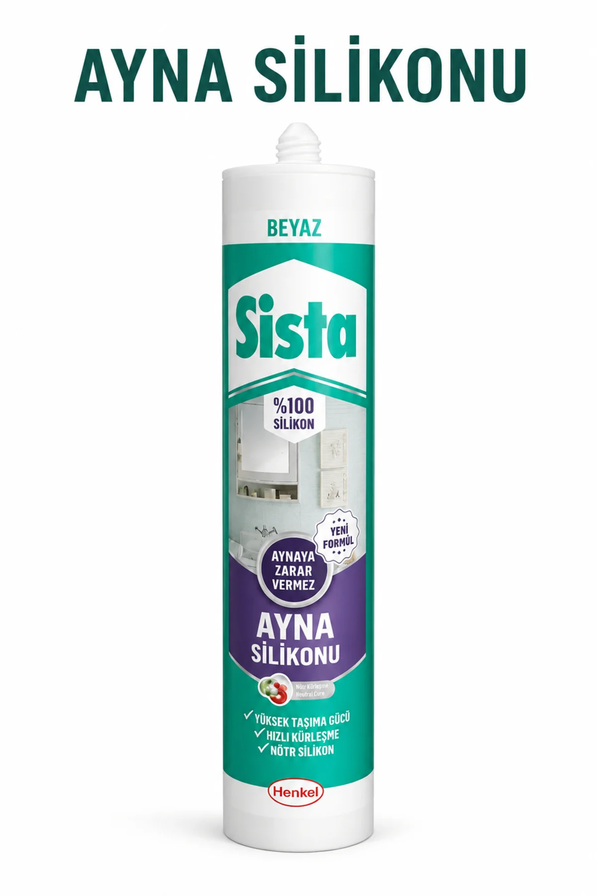 Ayna Silikonu Beyaz %100 Silikon Nötr Kürleşmeli Güçlü Yapıştırıc
