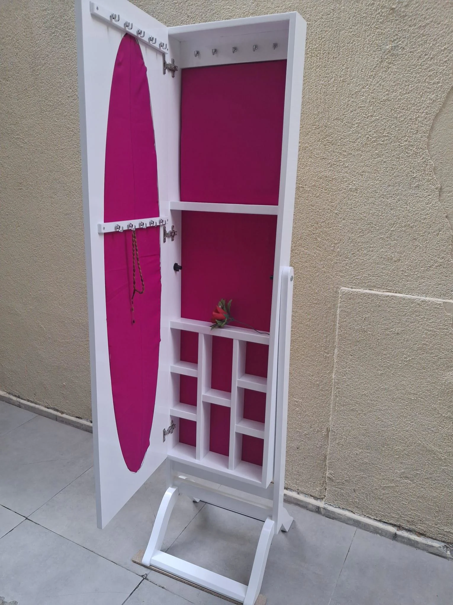 Ayna ST 17711 Takı Dolap Boy Ahşap Kayın-MDF gövde Parlak BEYAZ K