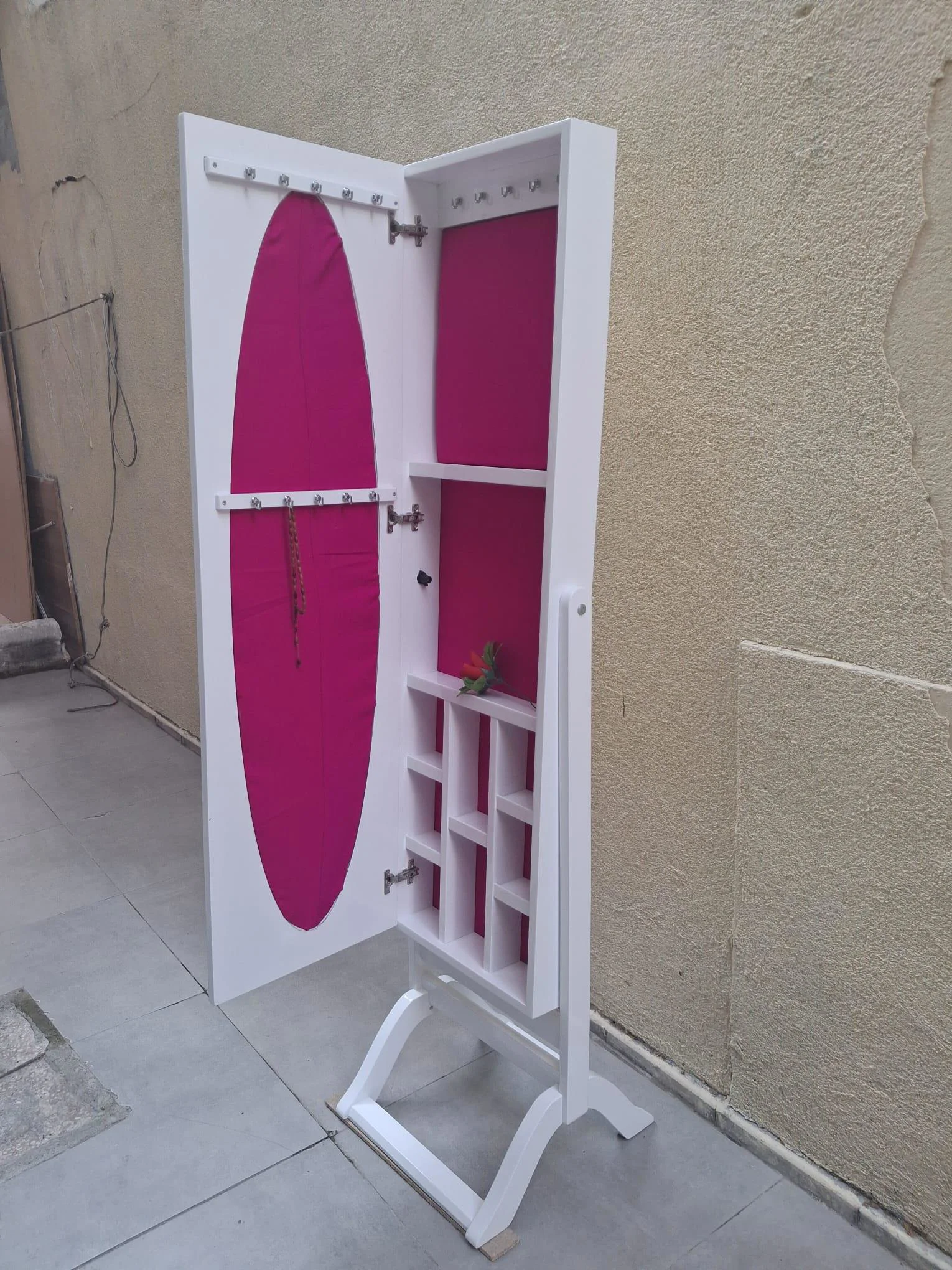 Ayna ST 17711 Takı Dolap Boy Ahşap Kayın-MDF gövde Parlak BEYAZ K