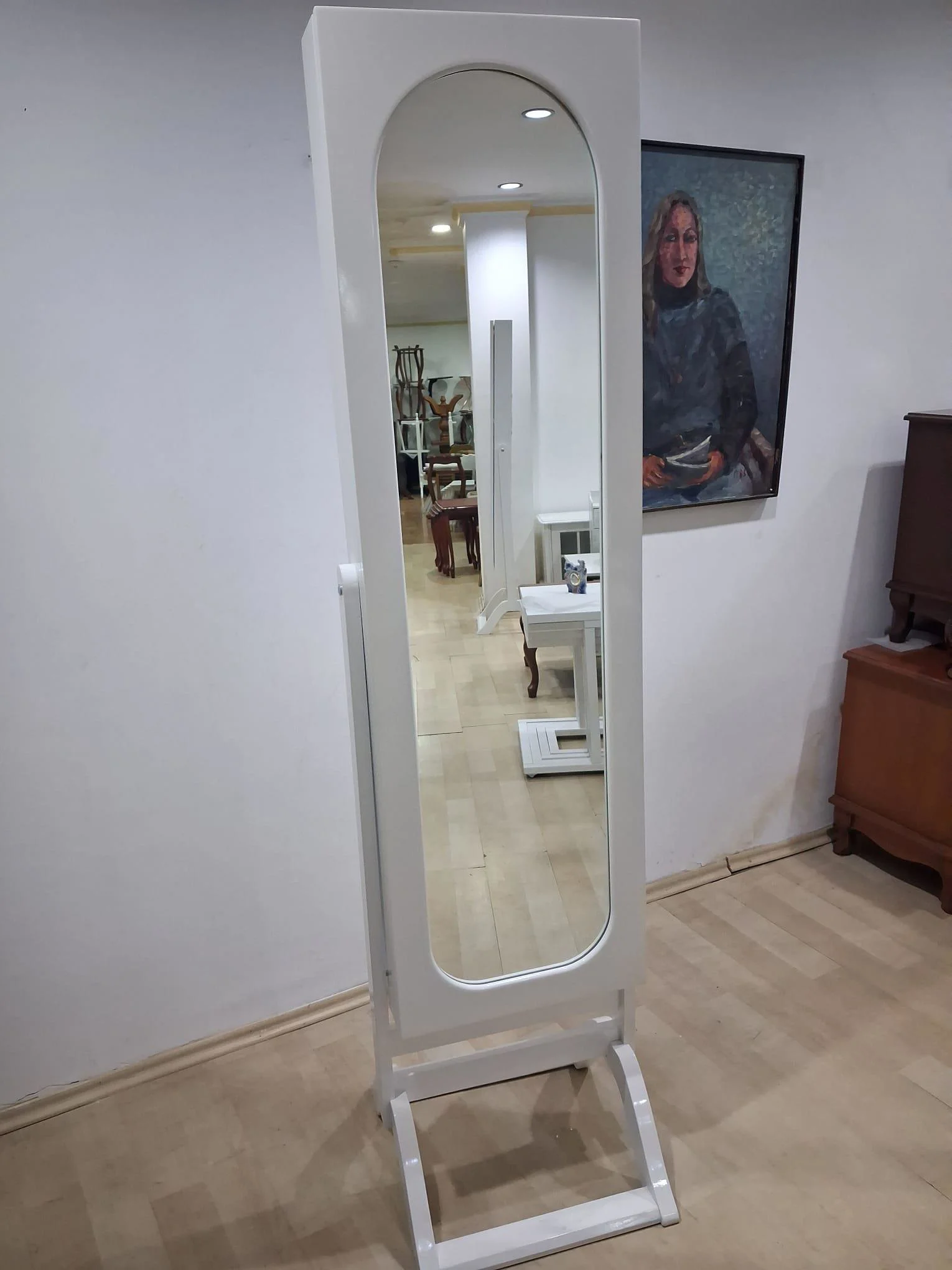 Ayna ST 17711 Takı Dolap Boy Ahşap Kayın-MDF gövde Parlak BEYAZ K