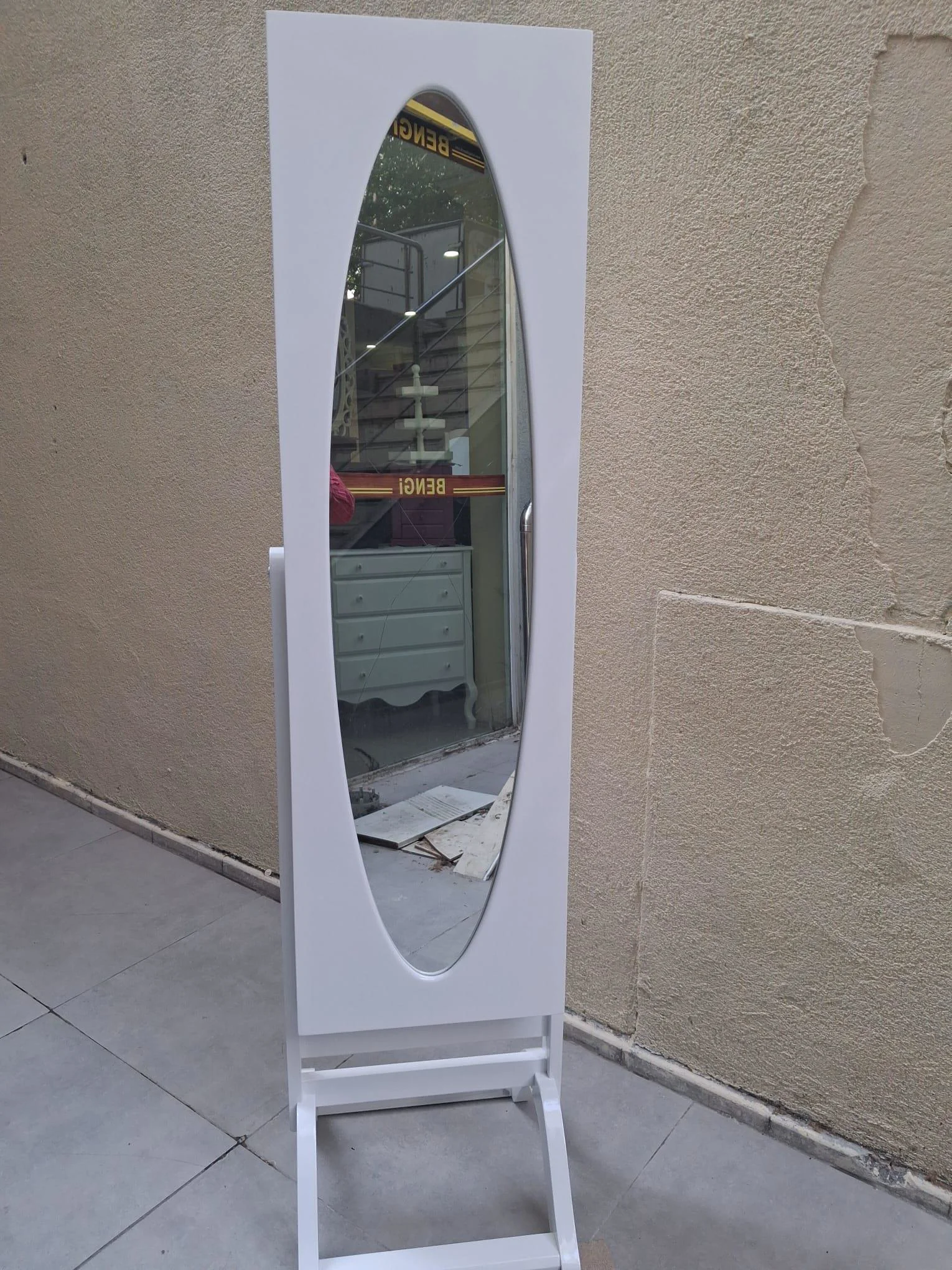 Ayna ST 17711 Takı Dolap Boy Ahşap Kayın-MDF gövde Parlak BEYAZ K