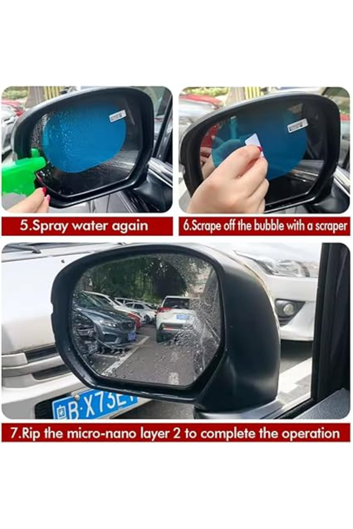 Ayna Yağmur Kaydırıcı Film, Dikiz Aynası Buğu Önleyici ve Su Geçi