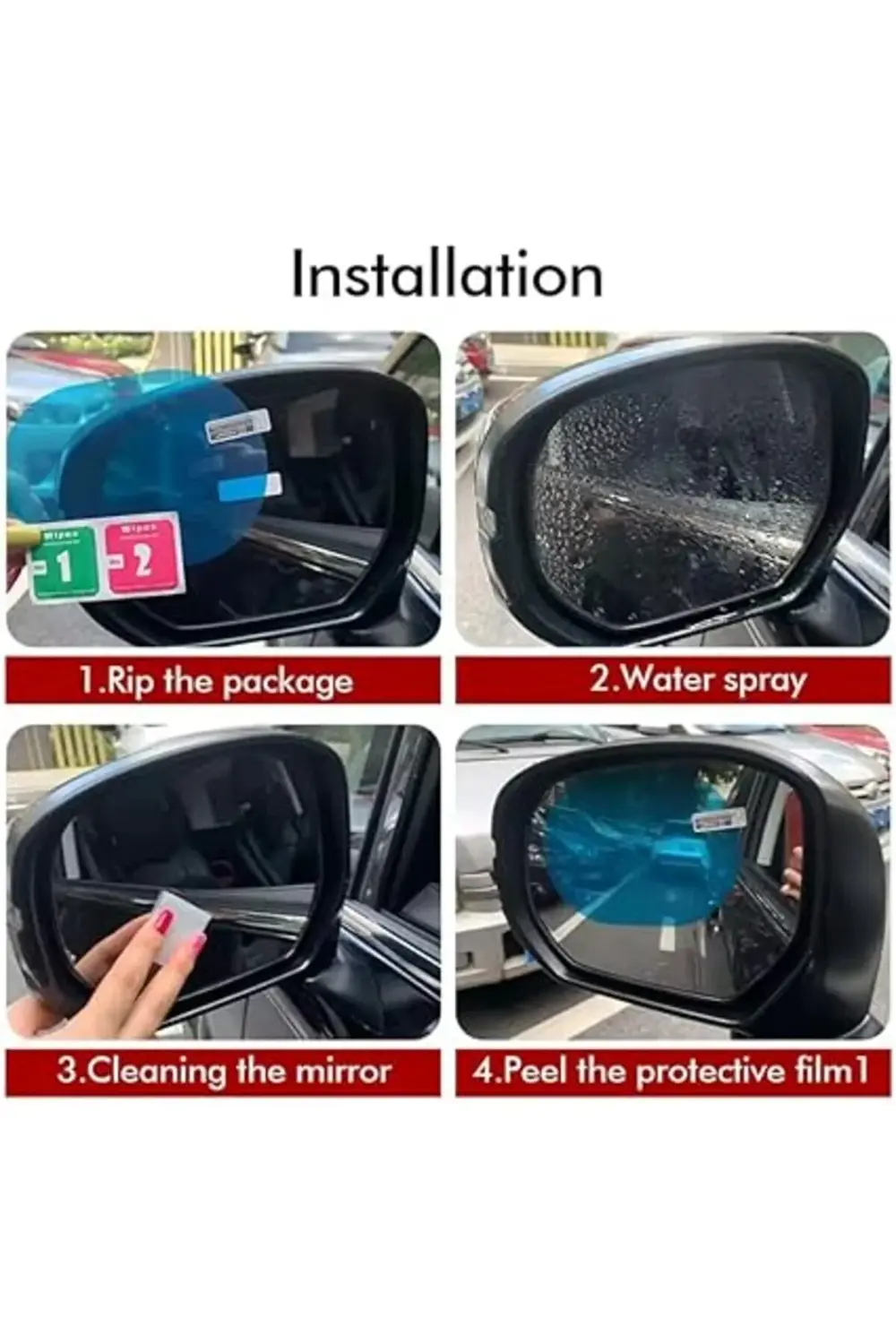 Ayna Yağmur Kaydırıcı Film, Dikiz Aynası Buğu Önleyici ve Su Geçi