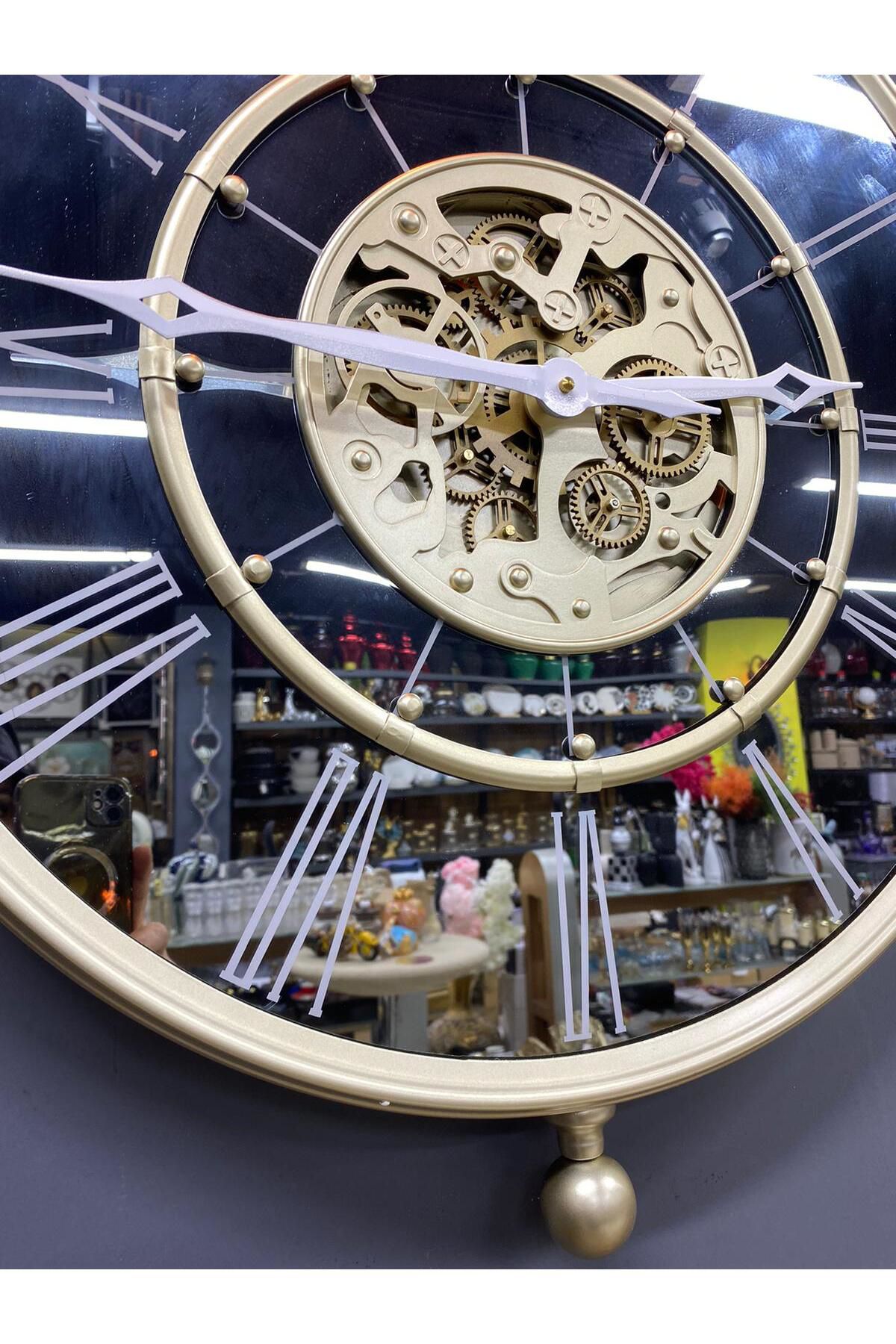 Aynalı Çarklı Dümen Lüx Duvar Saati 62  cm