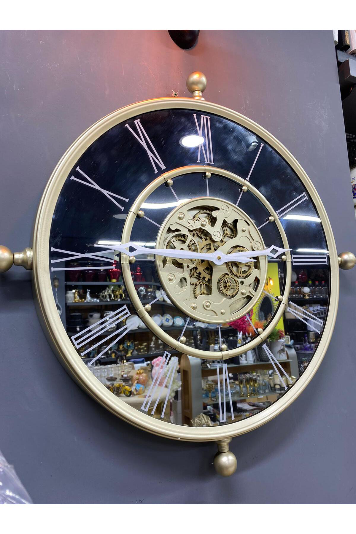 Aynalı Çarklı Dümen Lüx Duvar Saati 62  cm