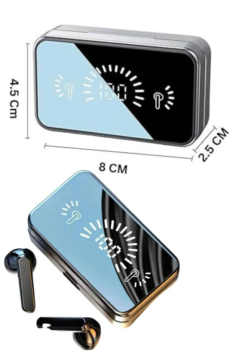 Aynalı Kablosuz Kulaklık + Powerbank 2000mAh - 5-6 Gün Pil Süresi ve IPX5 Su Geçirmez