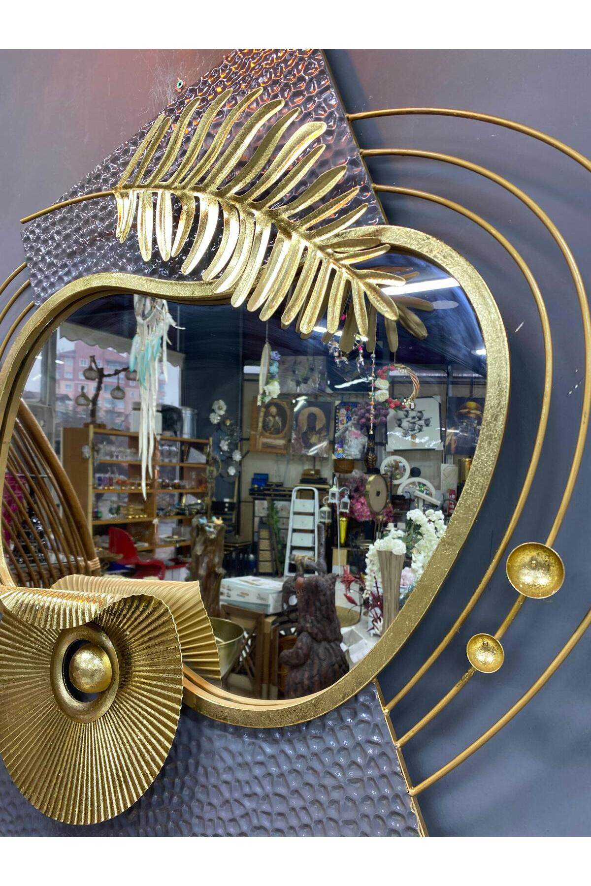 Elif Aksesuar Aynalı Metal Modern Duvar Dekoru