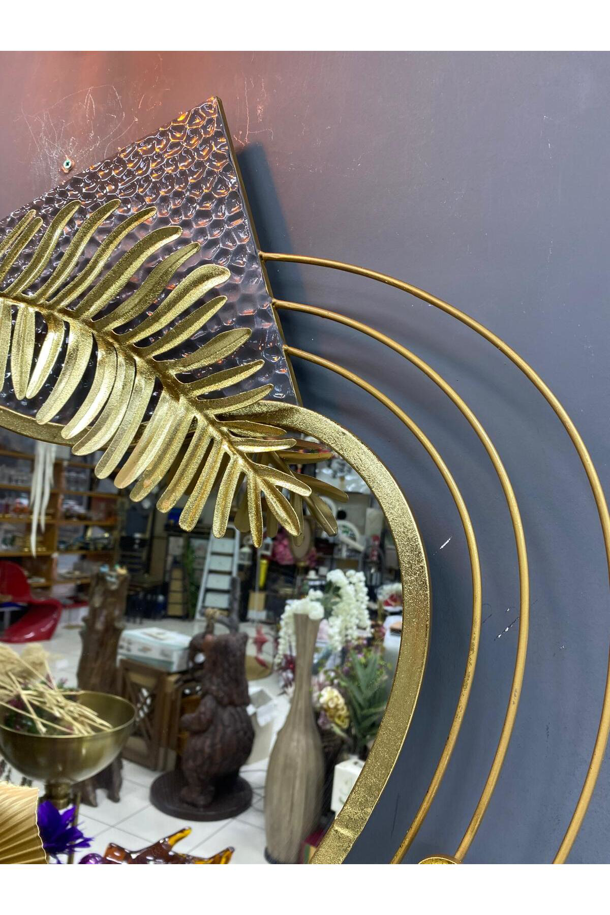 Elif Aksesuar Aynalı Metal Modern Duvar Dekoru