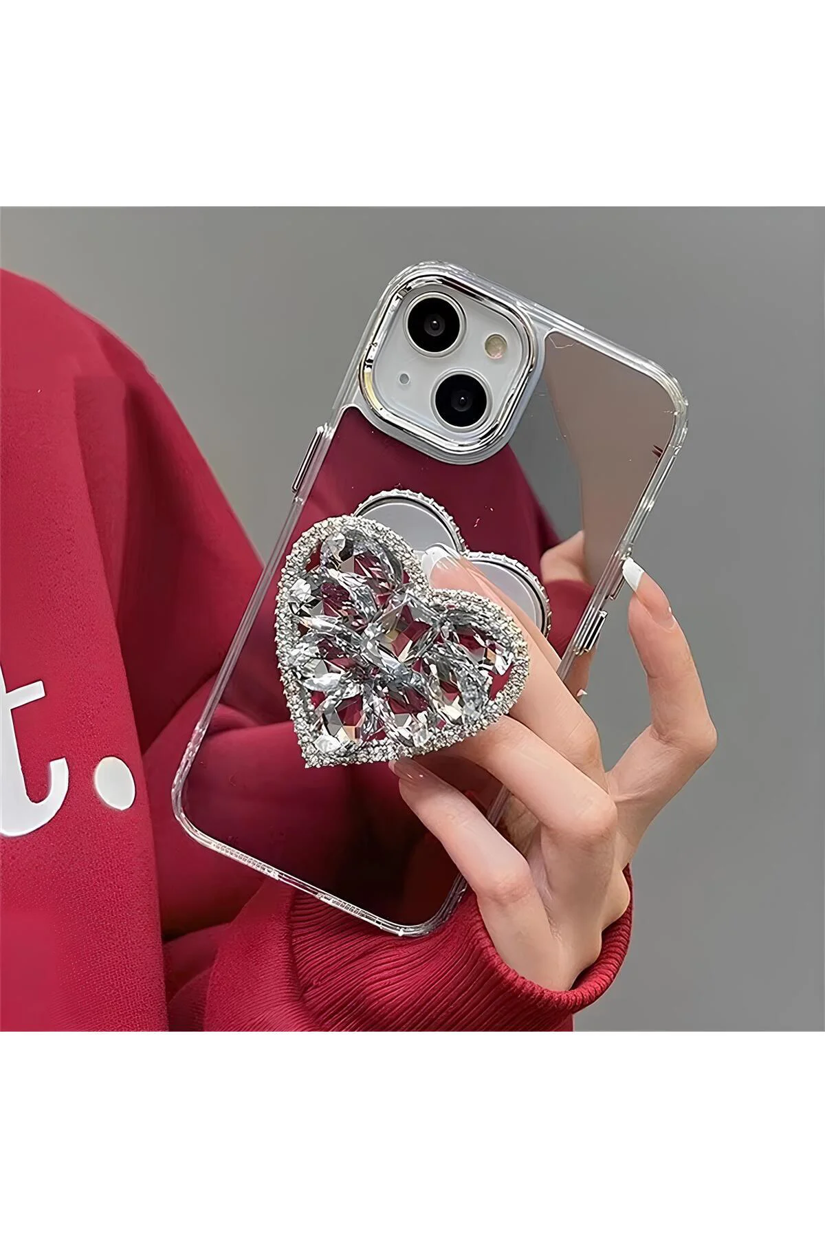 Aynalı Taşlı Popsocketli Kılıf iPhone 14 Pro Max
