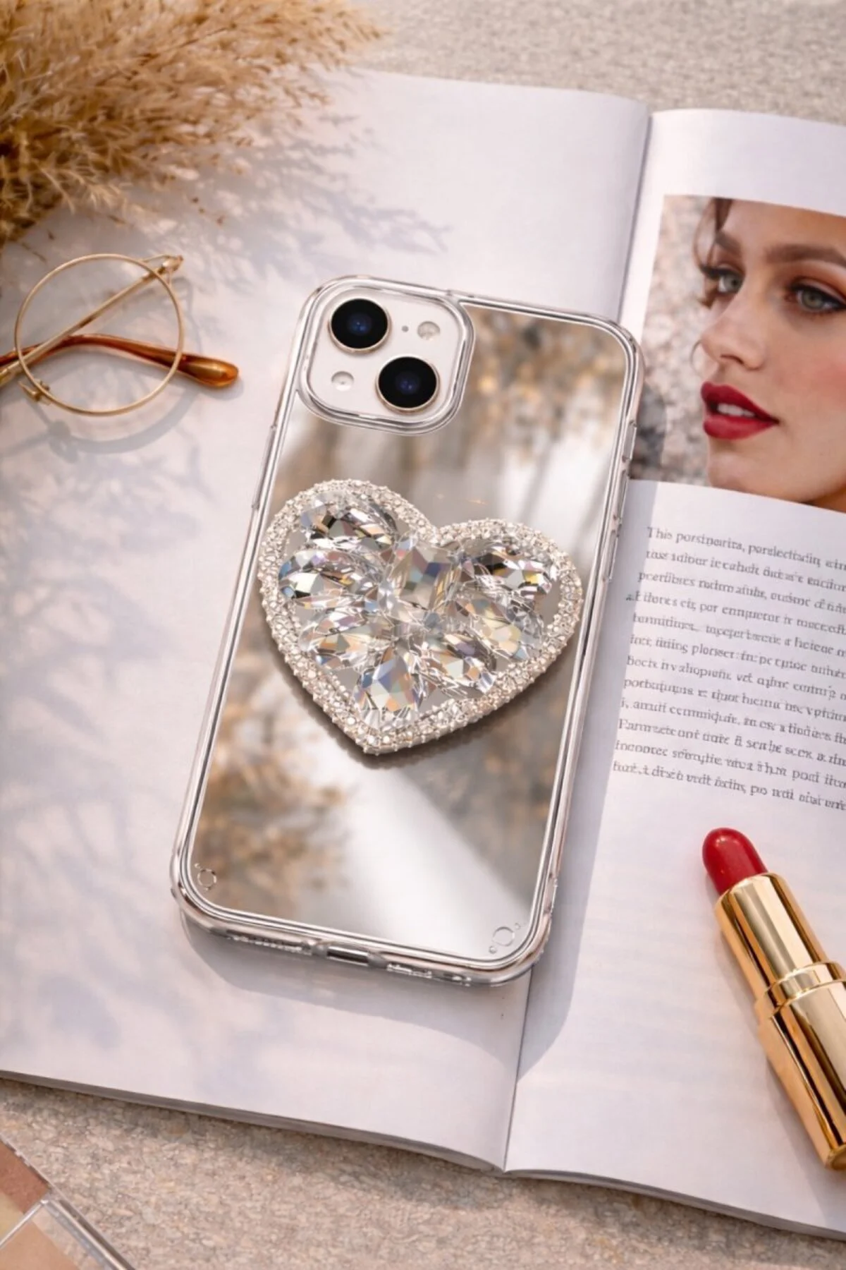 Aynalı Taşlı Popsocketli Kılıf iPhone 16