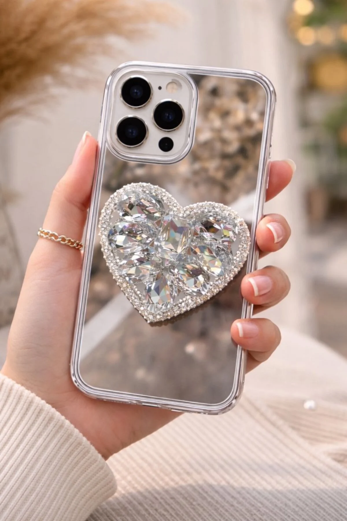 Aynalı Taşlı Popsocketli Kılıf iPhone 15 Pro Aynalı Taşlı Popsocketli Kılıf iPhone 15 Pro