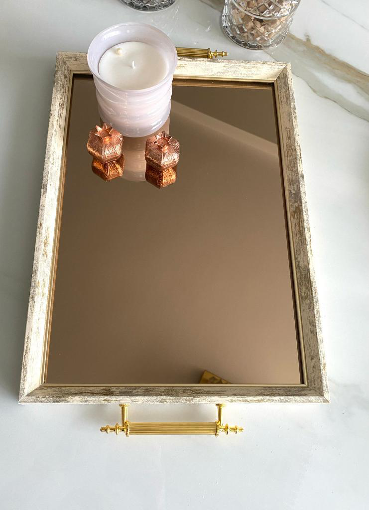 Mirsa Global Aynalı Tepsi,Lüks Çay Tepsisi,Sunum Tepsisi,Nişan Tepsisi,Çay Kah