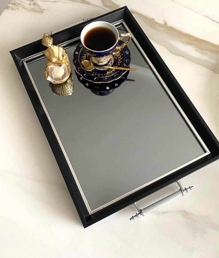 Mirsa Global Aynalı Tepsi,Lüks Çay Tepsisi,Sunum Tepsisi,Nişan Tepsisi,Çay Kah