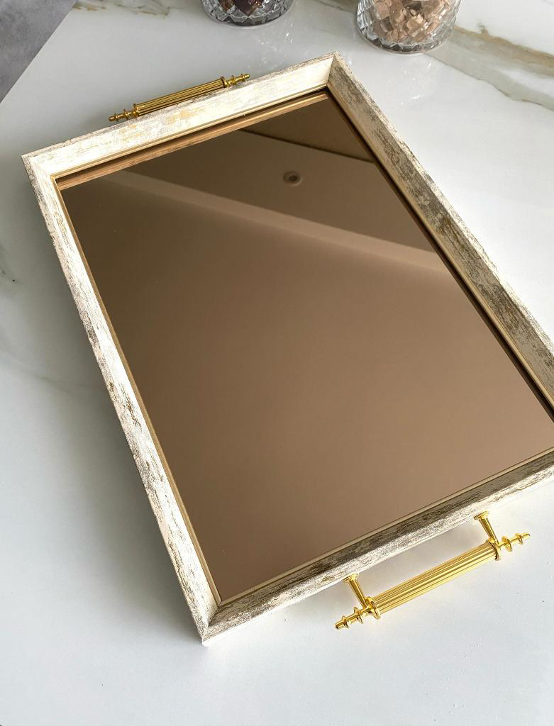 Mirsa Global Aynalı Tepsi,Lüks Çay Tepsisi,Sunum Tepsisi,Nişan Tepsisi,Çay Kah