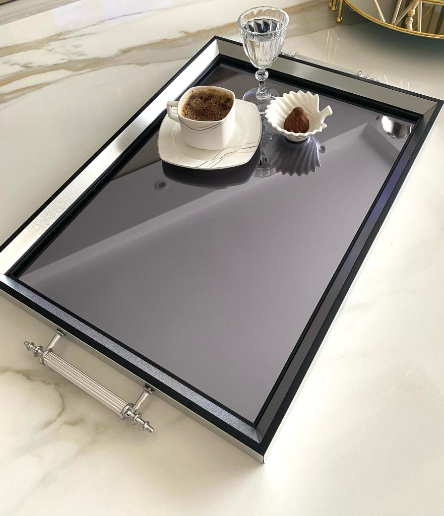 Mirsa Global Aynalı Tepsi,Lüks Çay Tepsisi,Sunum Tepsisi,Nişan Tepsisi,Çay Kah